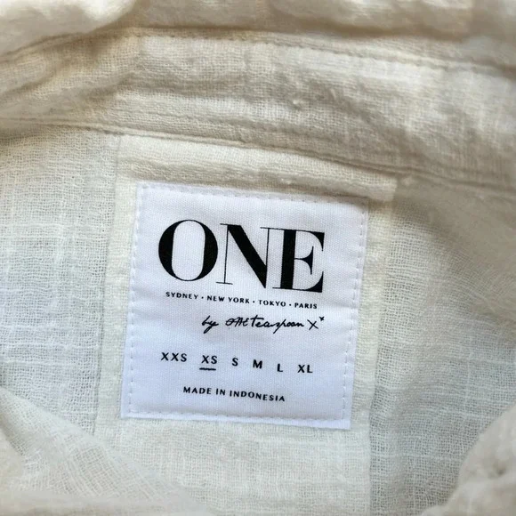 Free People One Teaspoon Button Down Shirt Crinkle Gauze Poplin Cotton White - Picture 14 of 16